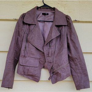 ANTHROPOLOGIE Ryu Taupe Cropped Faux Leather Motorcycle Jacket